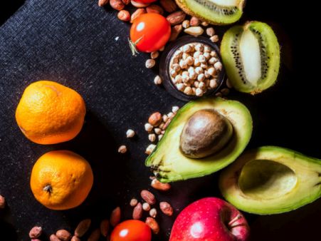 Various nuts and fruits