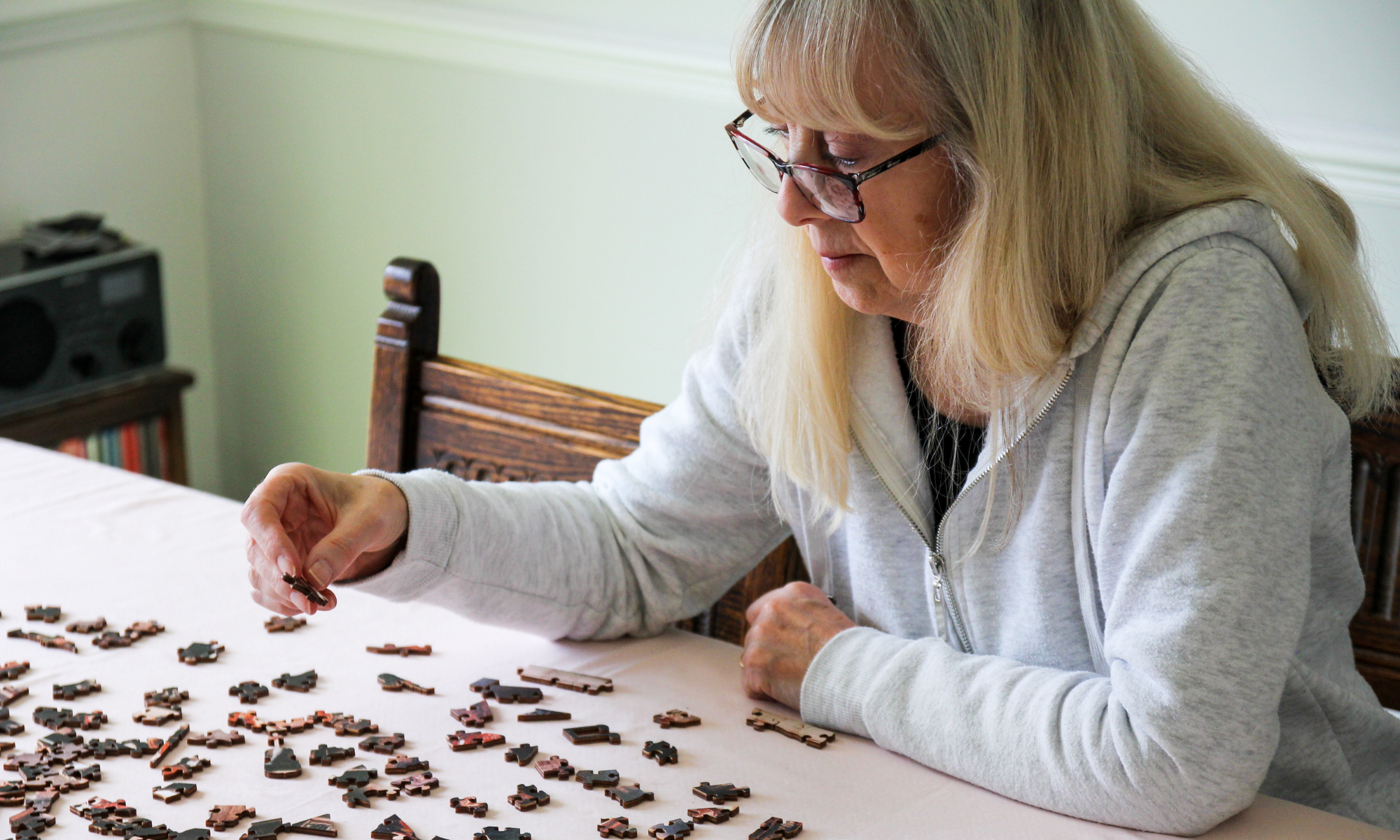 Senior working on a puzzle
