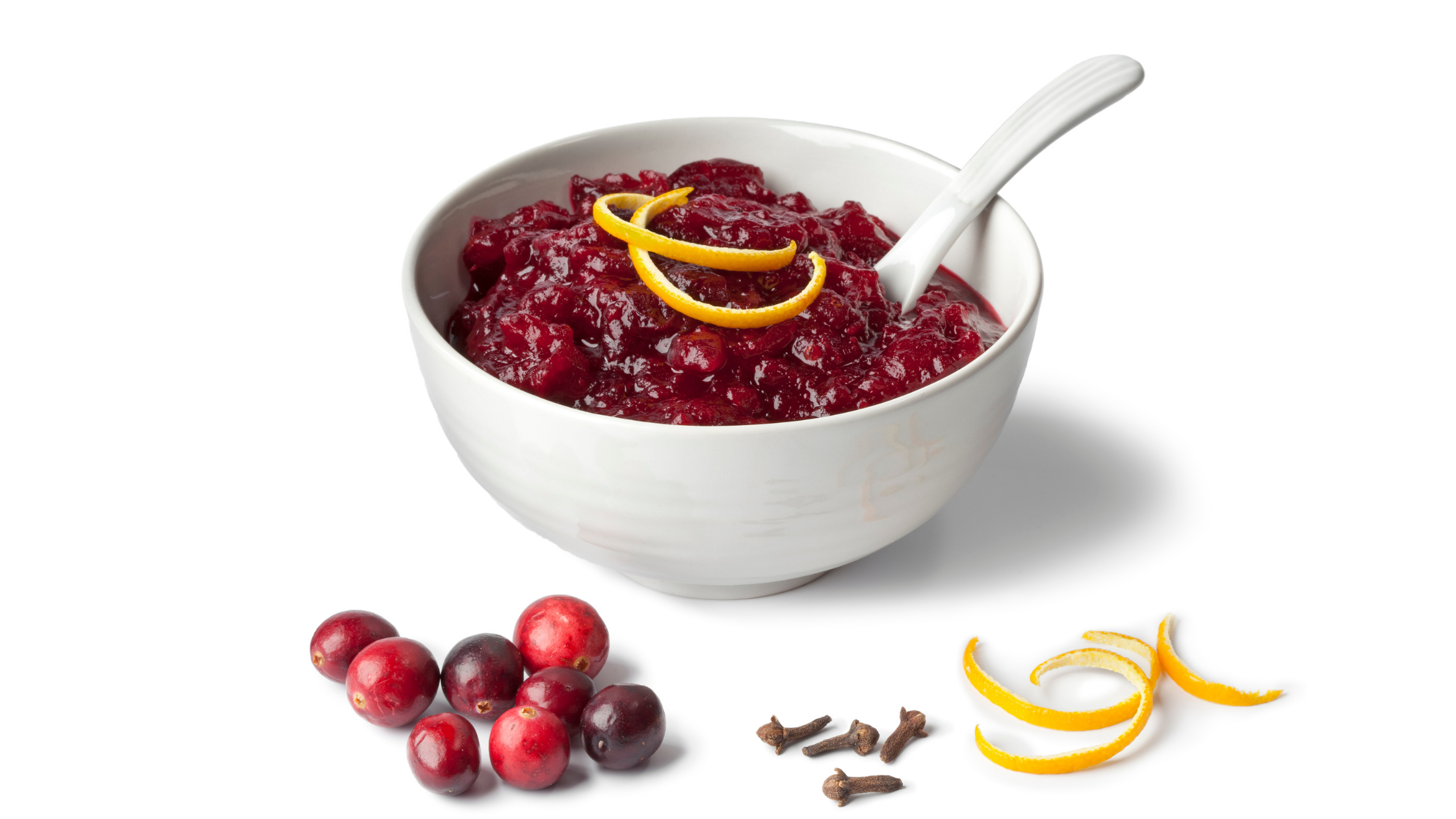 A small bowl of low-carb cranberry sauce with orange zest