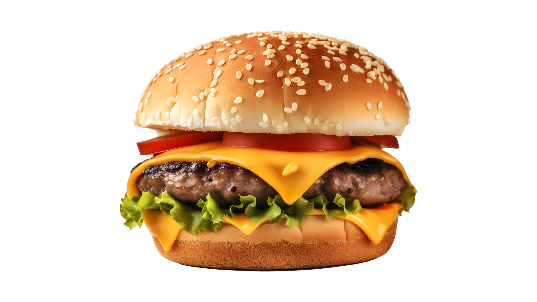 fresh cheeseburger with lettuce and tomato