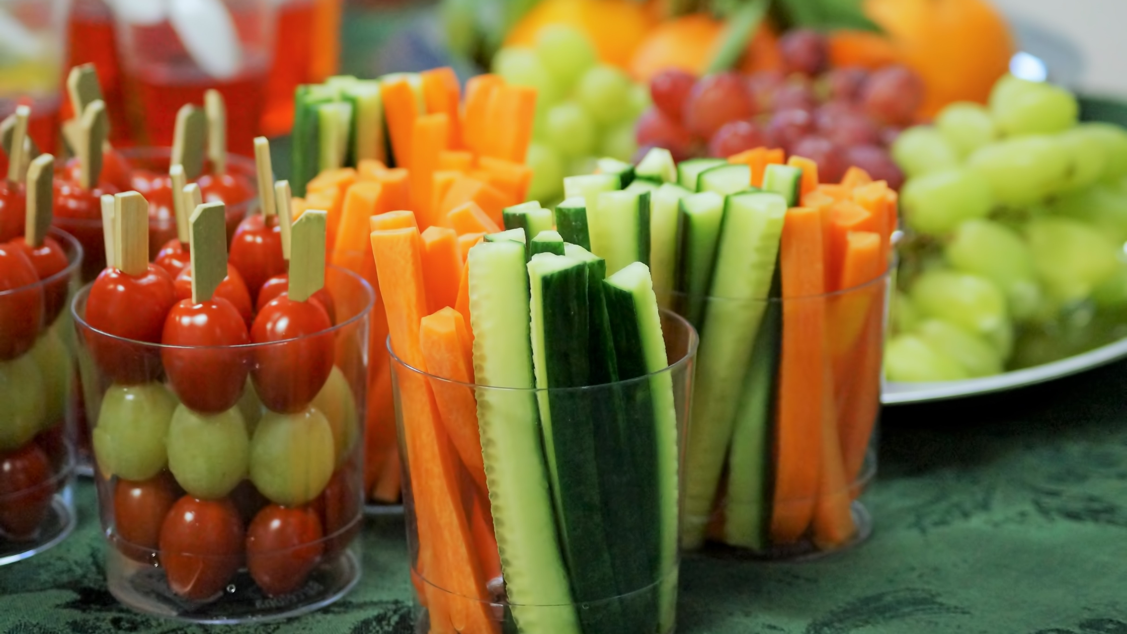 colorful fruits and veggies arranged in personal portions