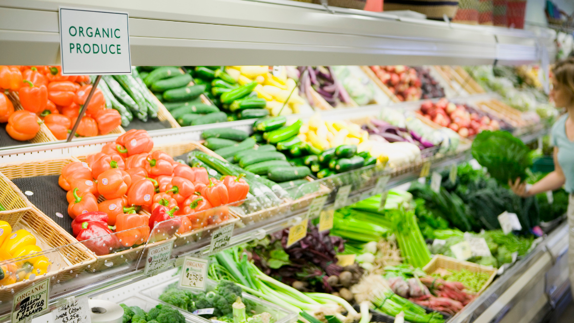 The vegetable section of a grocery store