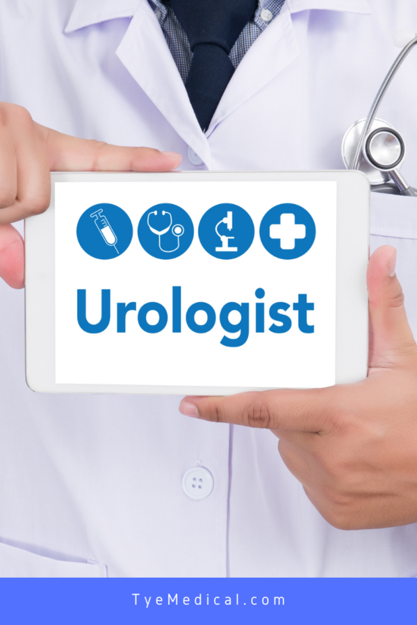 Doctor holding a sign with the word "Urologist" on it
