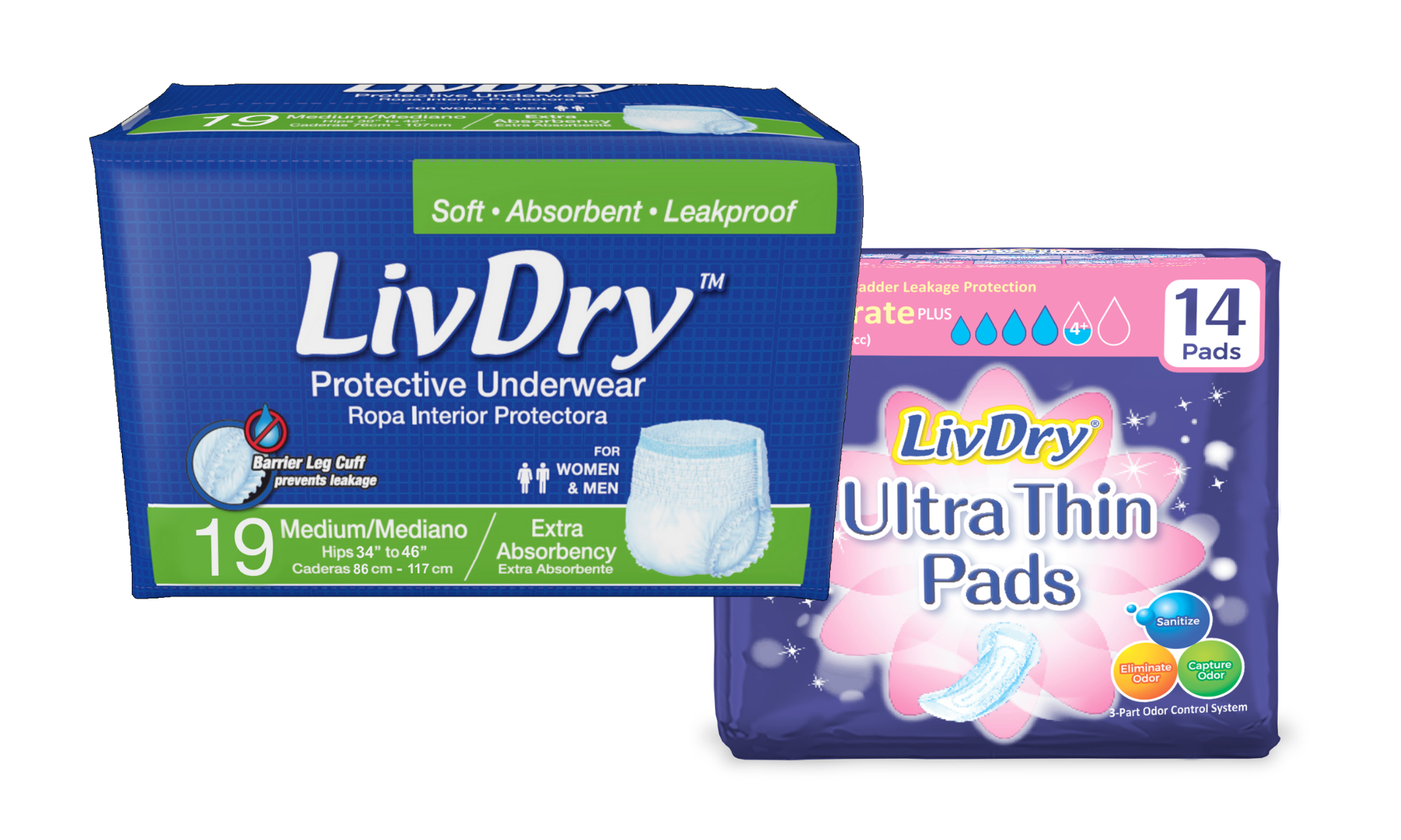 LivDry Adult Incontinence Products, Protective Underwear, Ultra-Thin