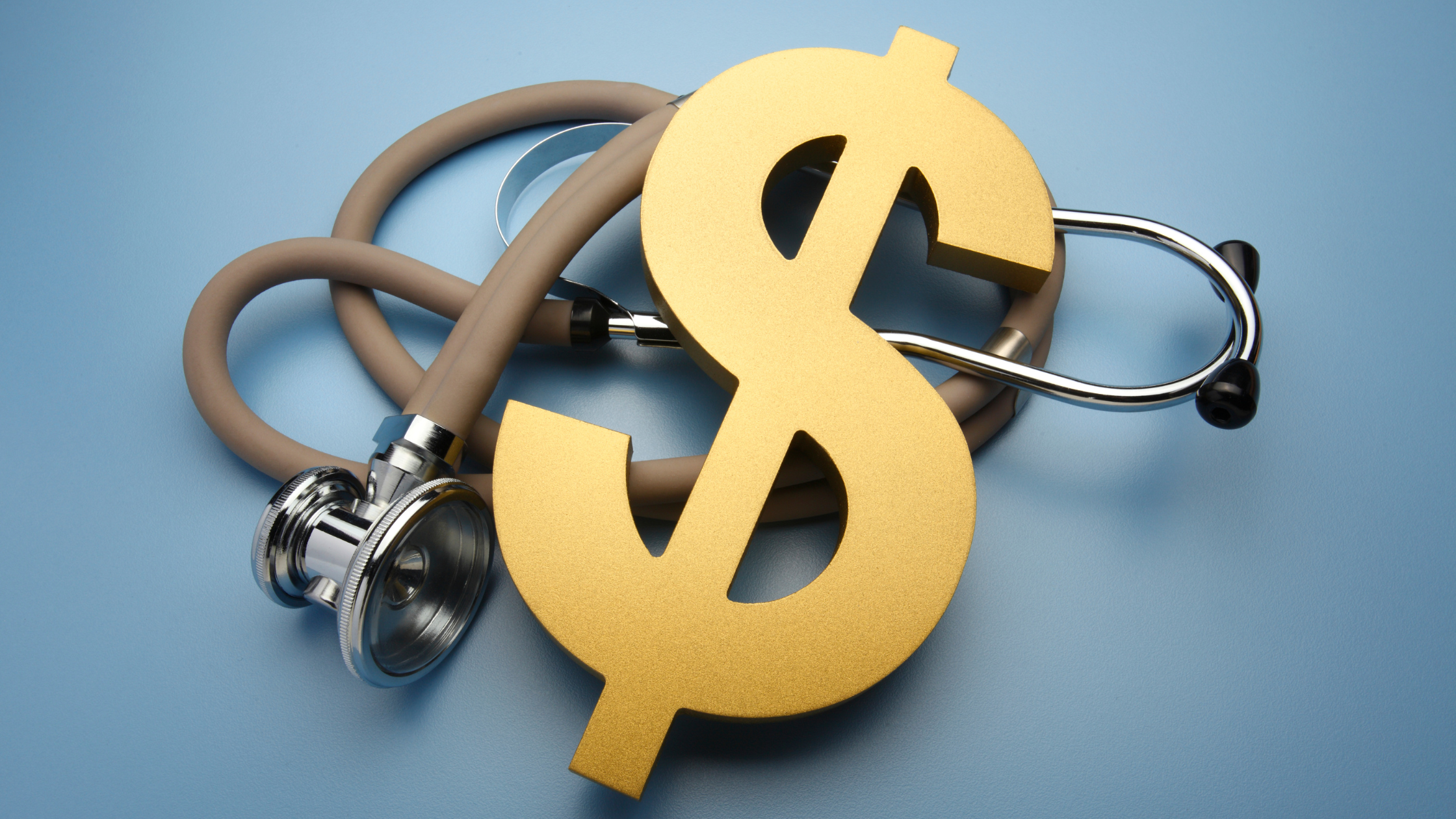 3D animated dollar sign on top of a stethoscope