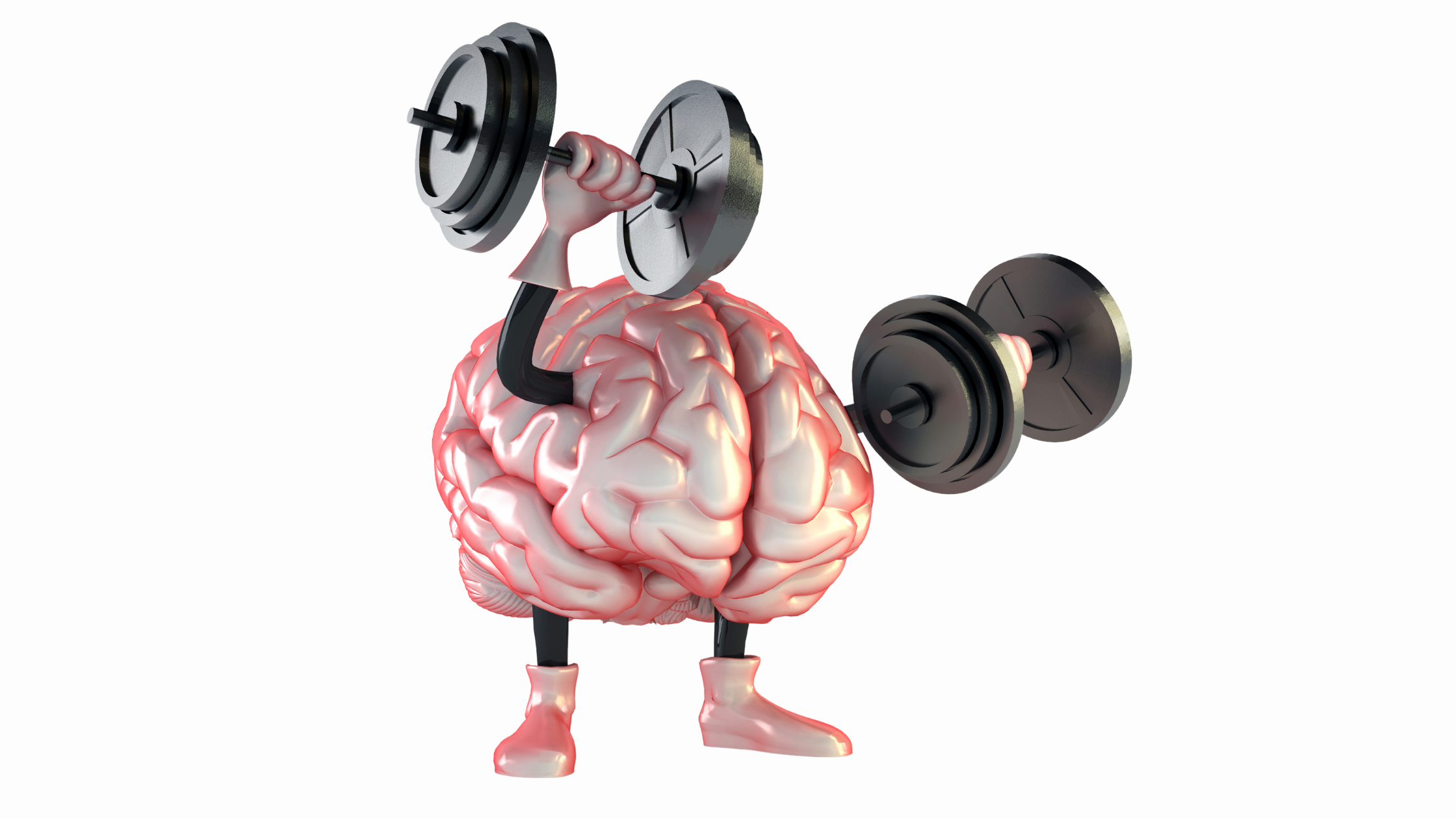 image of a brain with legs lifting weights