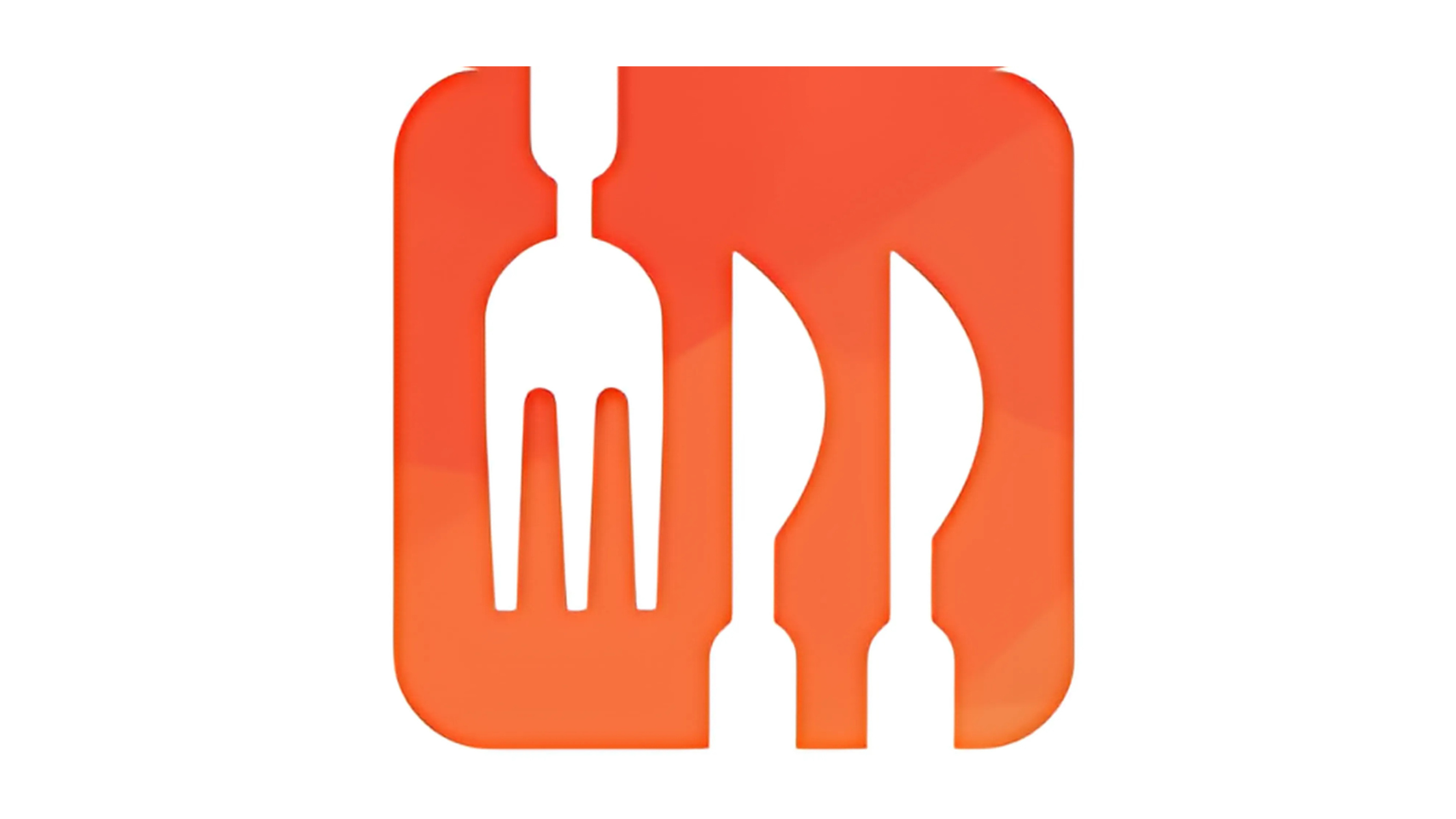 orange blob with white indents shaped like a fork and two knives