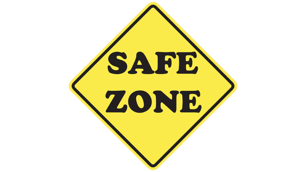 traffic sign saying "safe zone"