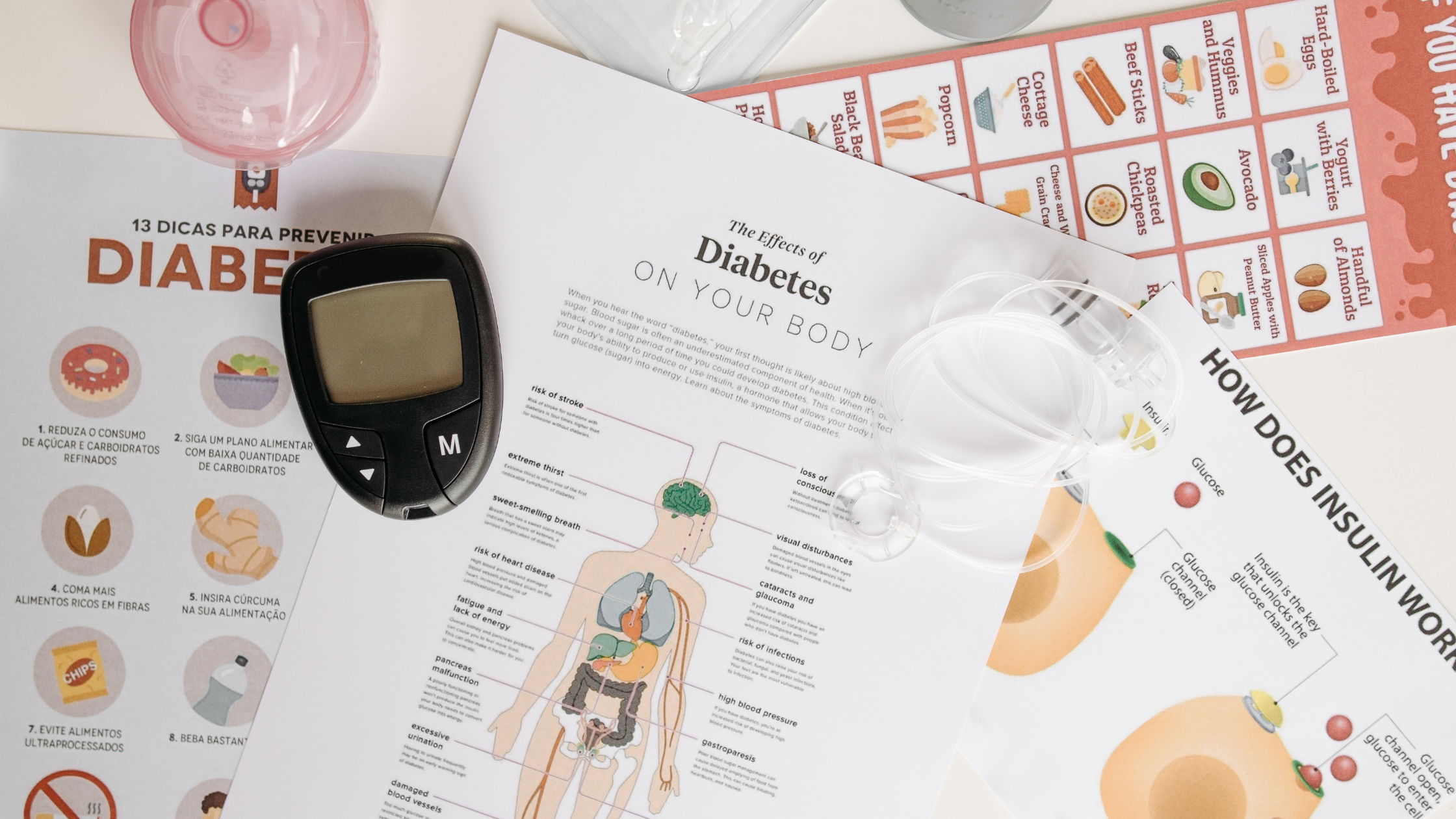 blood glucose monitor and diabetes informational pamphlets