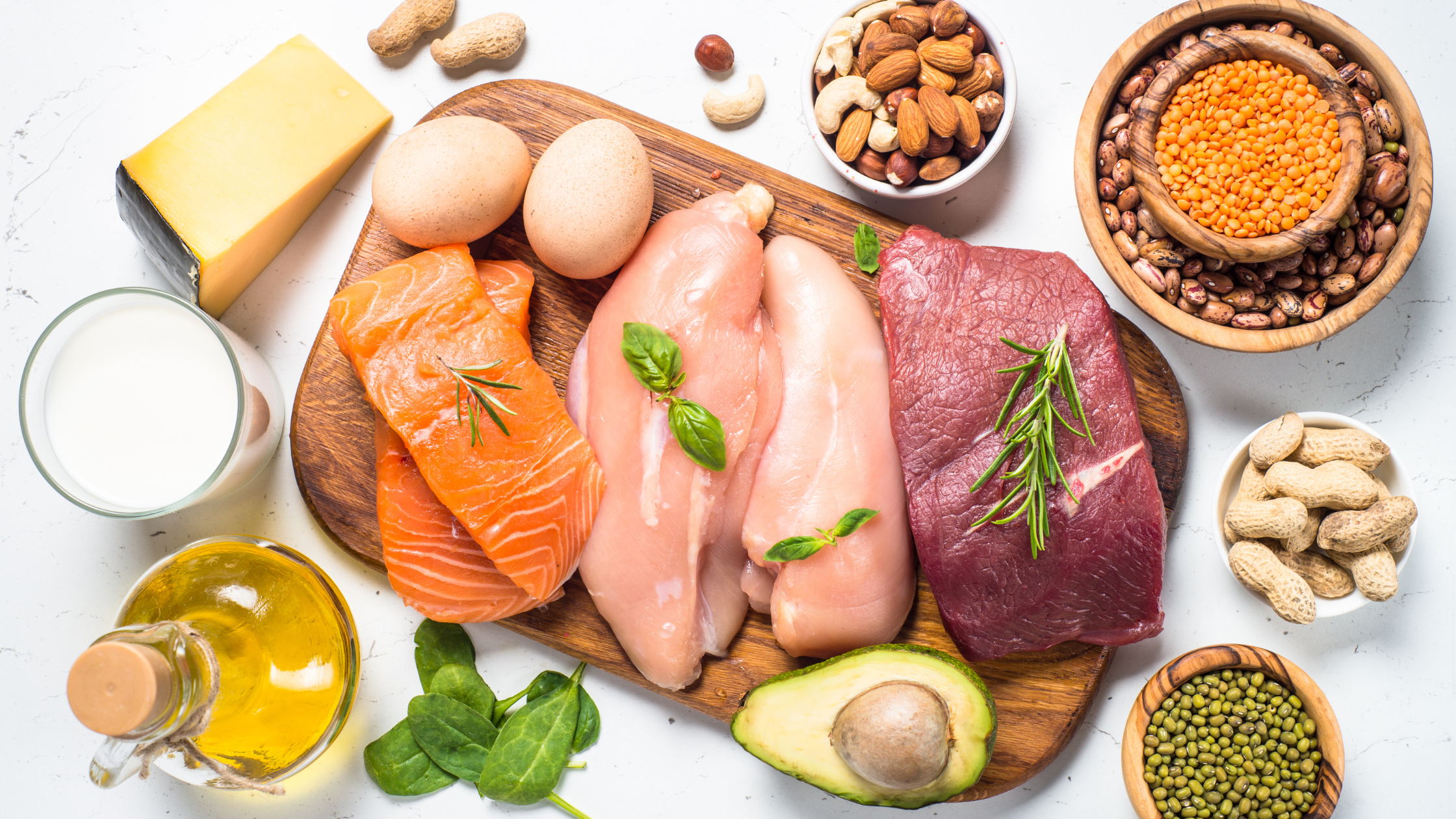 top-down view of raw proteins and fibers