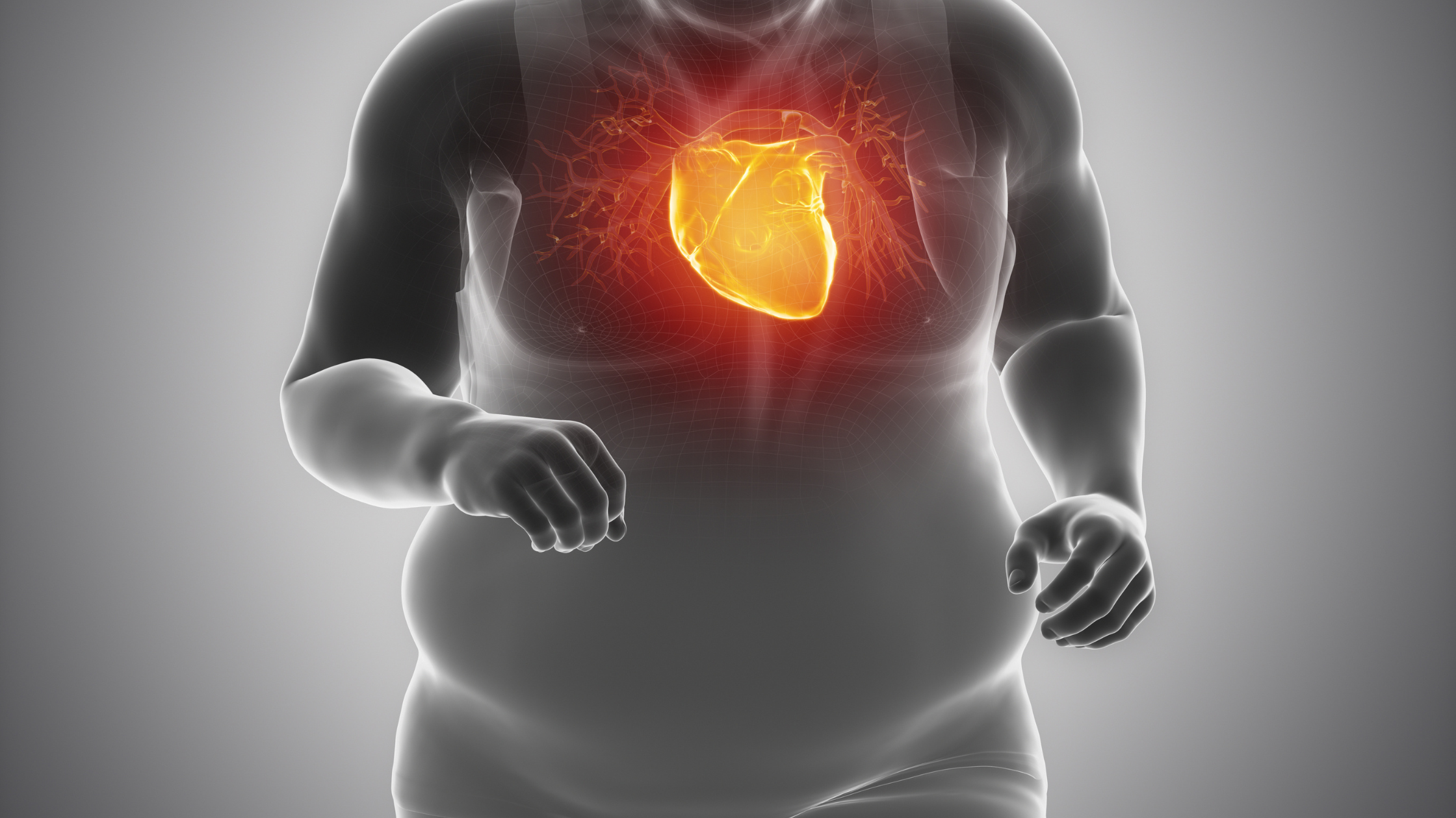 illustration of an obese person with a glowing red heart