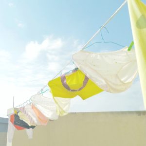 Clothesline hung with underwear