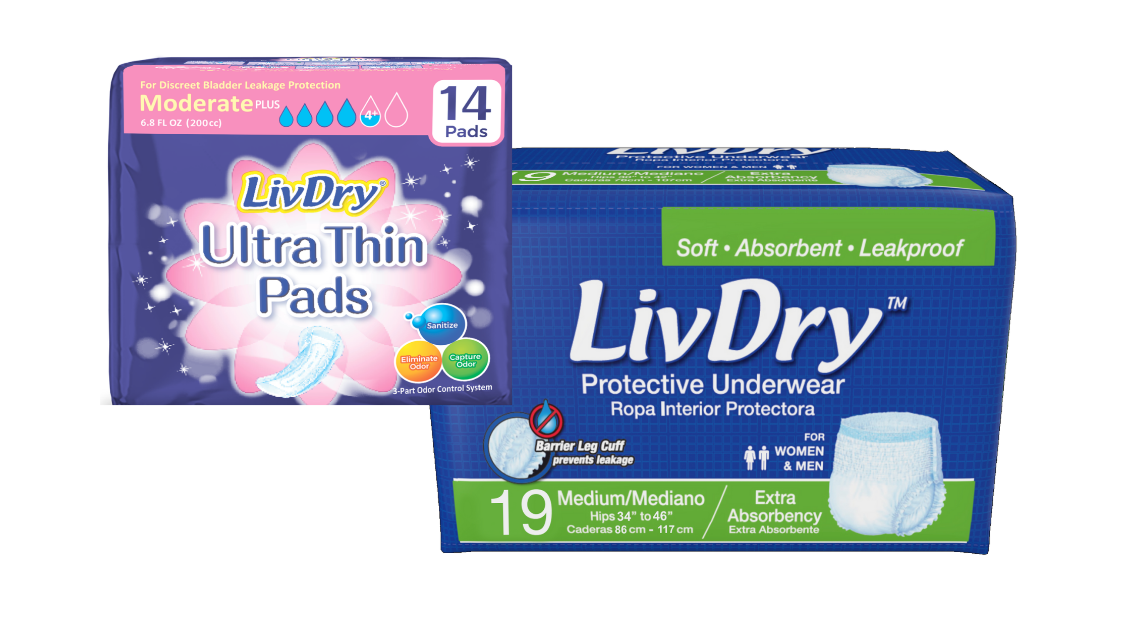 LivDry Ultra-Thin Pads and LivDry Medium Protective Underwear