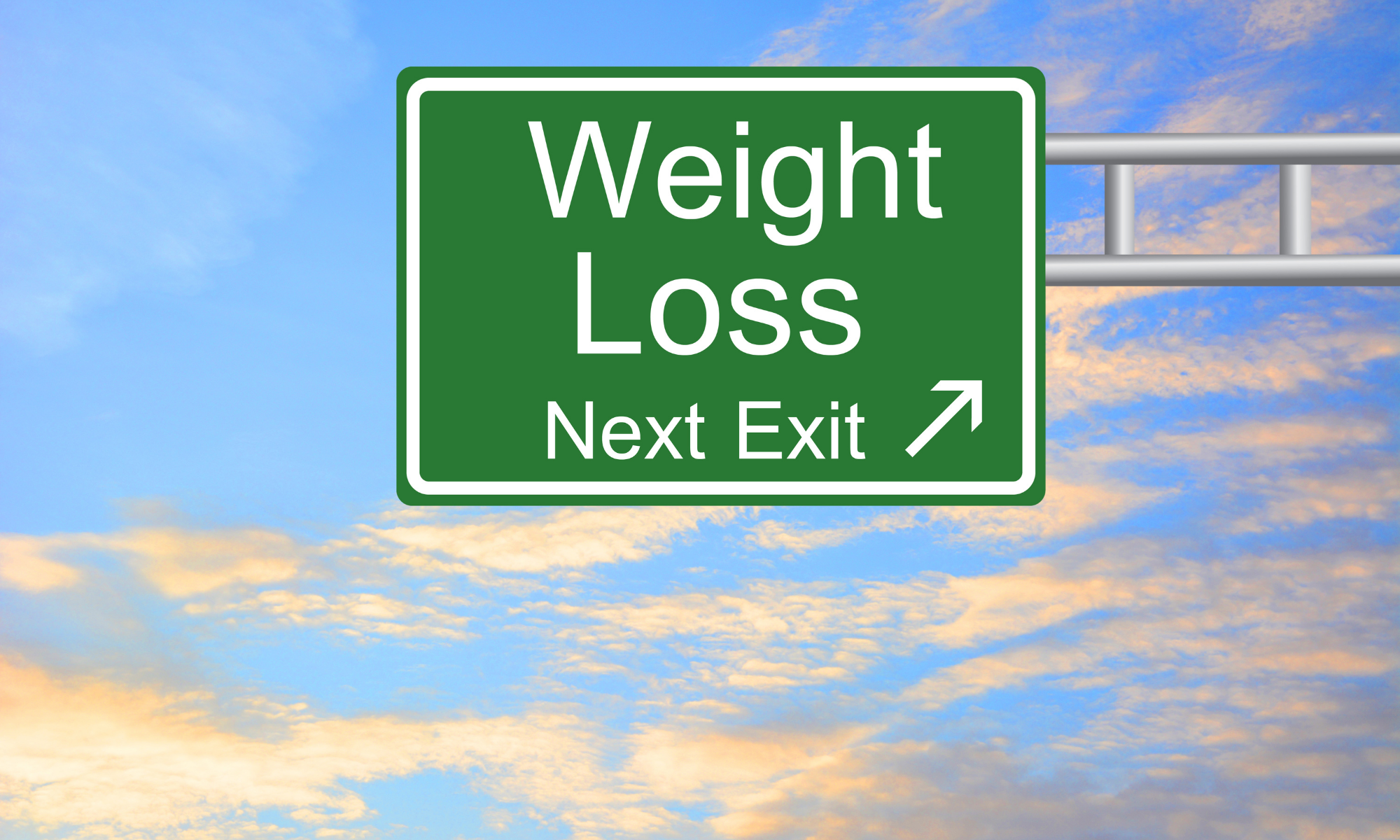 Road sign that says "Weight Loss Next Exit"