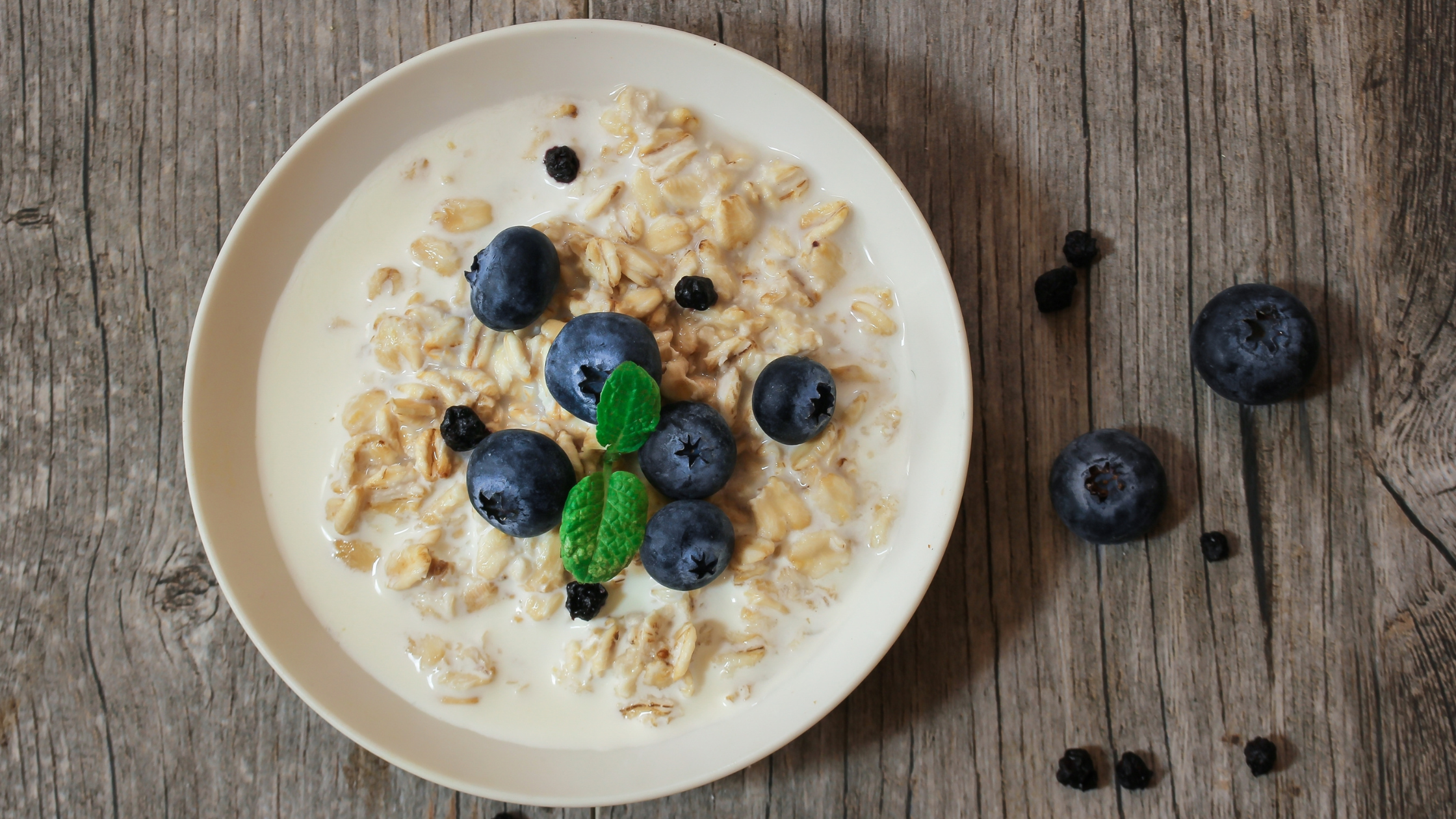 bowl of oatmeal with blueberries