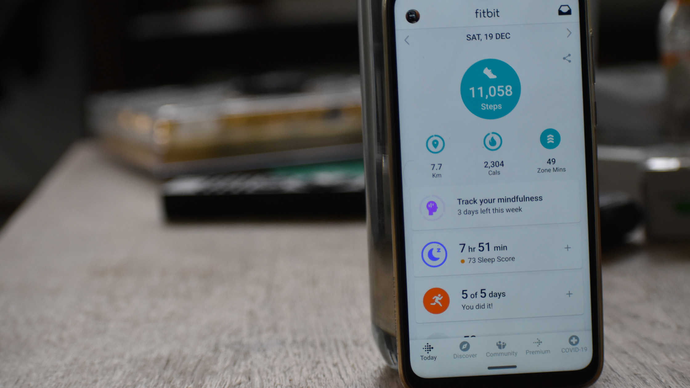 mobile phone screen open to a calorie tracking app