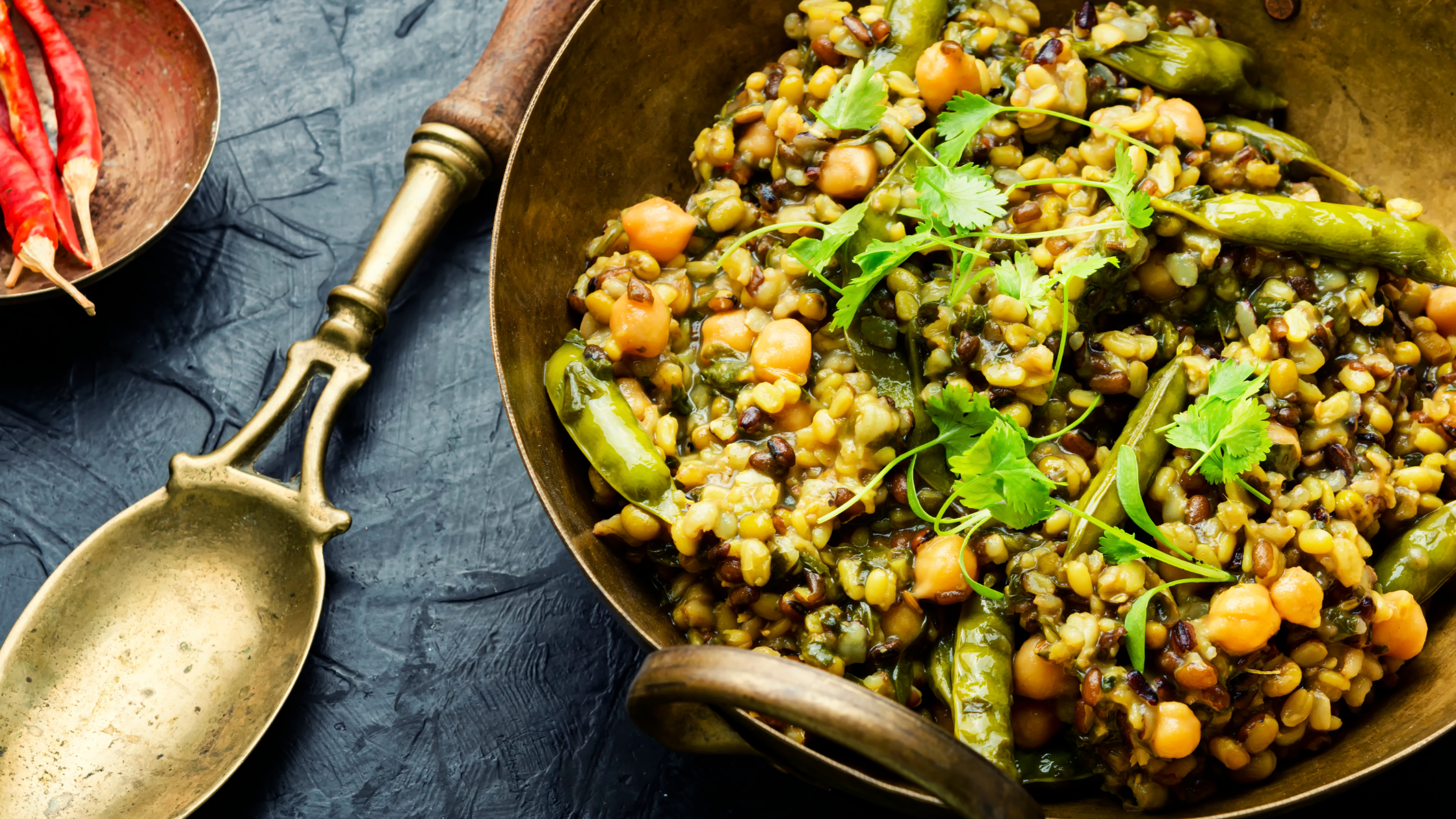 pan of healthy grains and veggies cooking