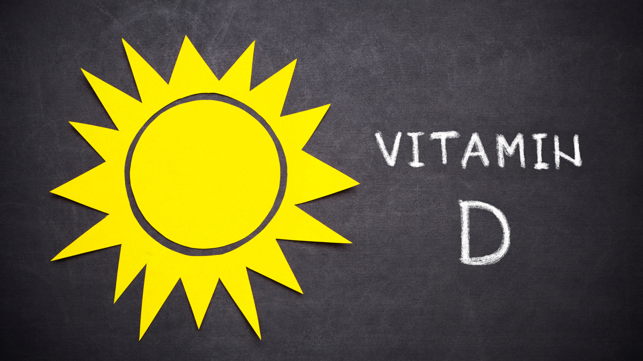 drawing of the sun next to words "Vitamin D"
