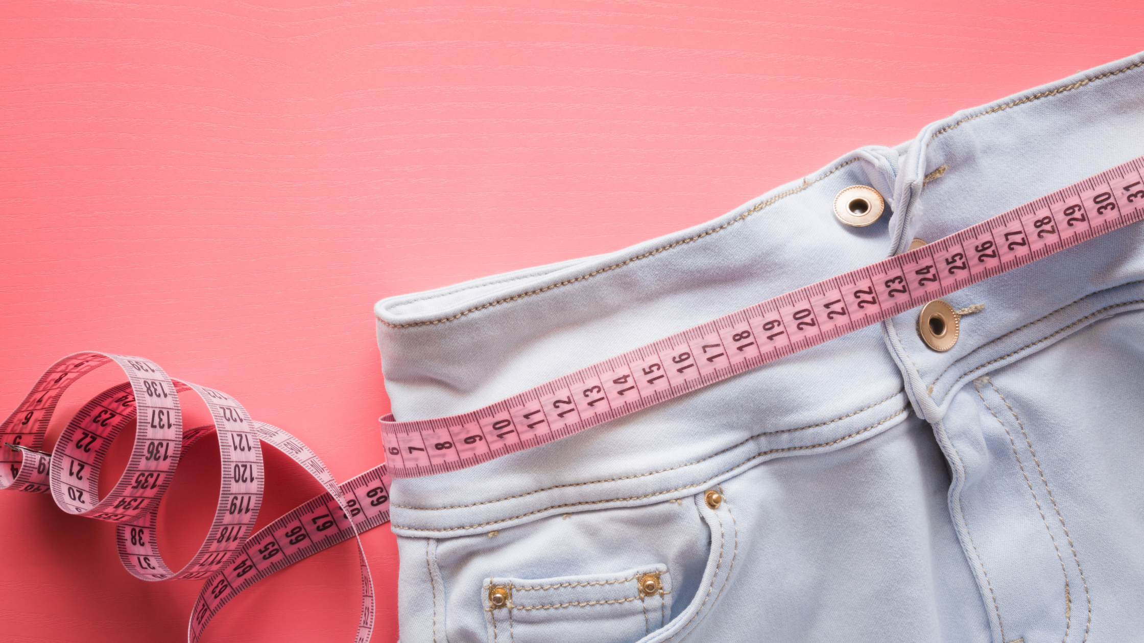 Measuring tape on a pair of jeans; Being overweight is actually a contributing factor to many types of incontinence